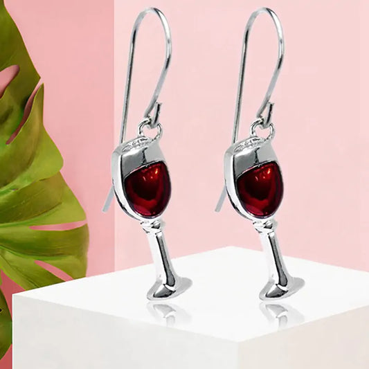 Vintage Red Wine Goblets Stud Earrings